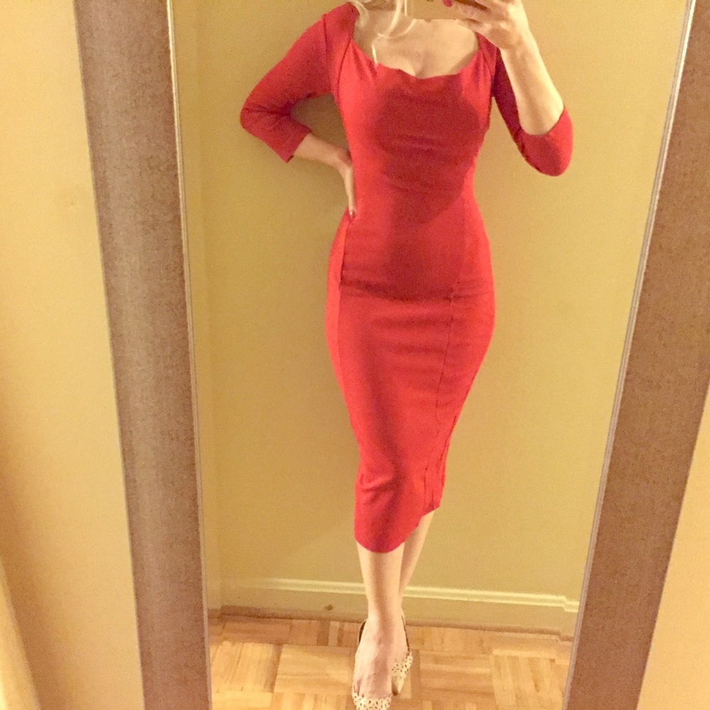 Asos red body con dress size 2